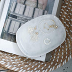 Marble Vanity Tray 7‘’ Decorative Tray Oval Storage Organizer Mini Bathroom Kitchen Dresser Jewelry Dish Ring Holder for Counter, Vanity, Dresser, nightstand or Desk