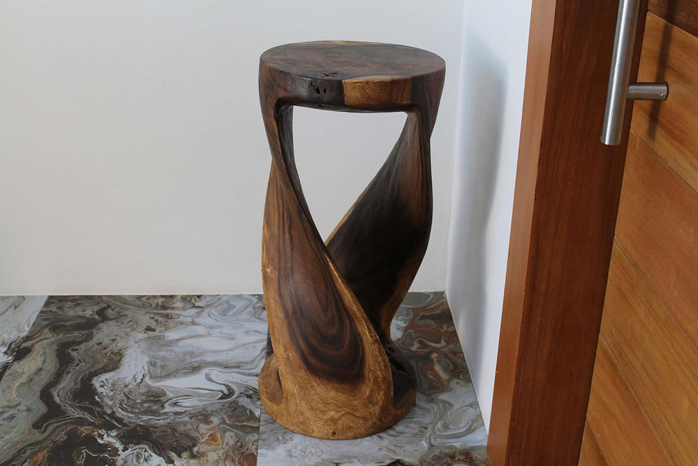 Haussmann End Table Round Twist 14 in Dia x 30 in H Walnut