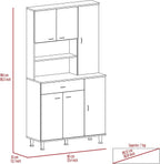 35.4" D*13.7" W*66.5" H Freestanding Kitchen Pantry with 2 Dawers, 4 Shelves, 2 Single Doors & 2 Double Doors, Rectangular Storage Cabinet, Modern, for Living Room, Dining Room, White