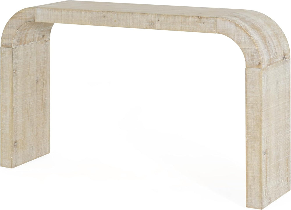 52" Wood Console Table with Curved Edge, Natural Texture, Perfect for En...