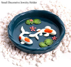 Koi Fish Ring Dish, Decorative Jewelry Tray & Key Bowl | Resin Tray, Trinket Catch-All Plate, Wedding/Engagement Ring Holder, Entryway Table Key Dish, Koi Fish Decor Gift for Women