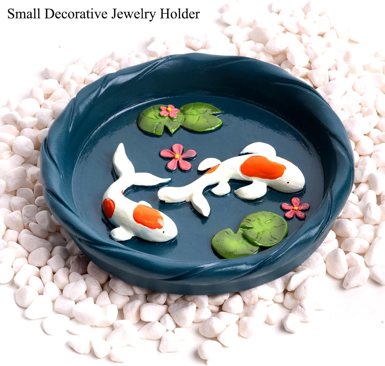Koi Fish Ring Dish, Decorative Jewelry Tray & Key Bowl | Resin Tray, Trinket Catch-All Plate, Wedding/Engagement Ring Holder, Entryway Table Key Dish, Koi Fish Decor Gift for Women