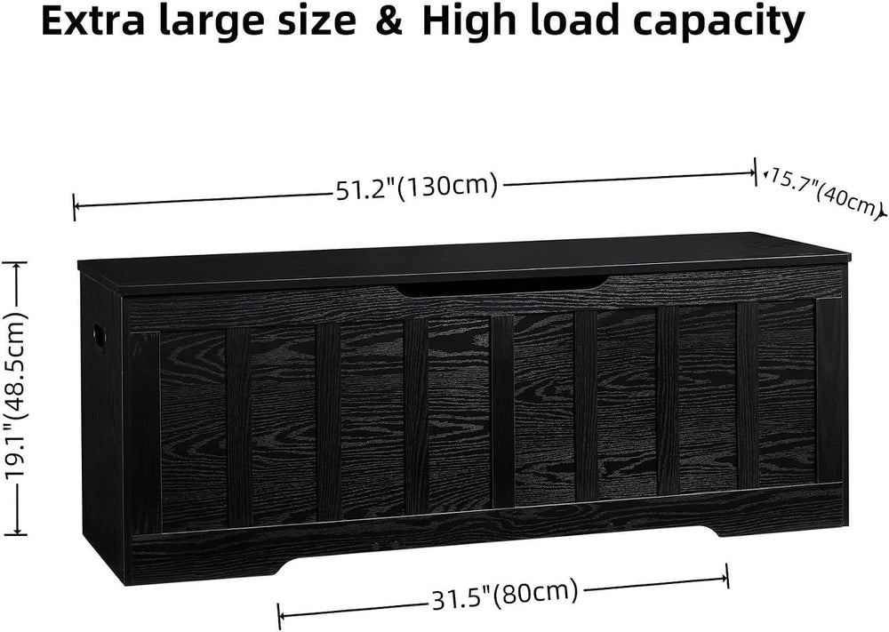 VANKILEY 51.2" Storage Chest Extra Large,Wooden Storage Bench,Black | Ch...