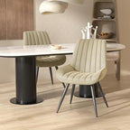 Nalupatio Modern Dining Chairs Set of 2, Comfy Dining Room Chairs with Thick Cushions, Upholstered Fabric Kitchen Side Chairs with Metal Legs, Khaki