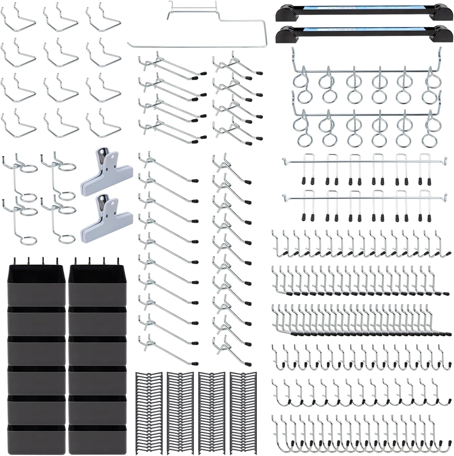 283PCS Metal Pegboard Hooks Organizer Kit for Organizing Various Tools - Heavy Duty 1/4" & 1/8" Pegboard Accessories with Pegboard Bins, Wall Mount Tool Storage for Garage, Workshop & Kitchen