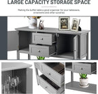 COSTWAY Buffet Sideboard, with 2 Wood Storage Drawers & Open Shelf, Console Table for Living Room Kitchen Dining Room Furniture (Grey)