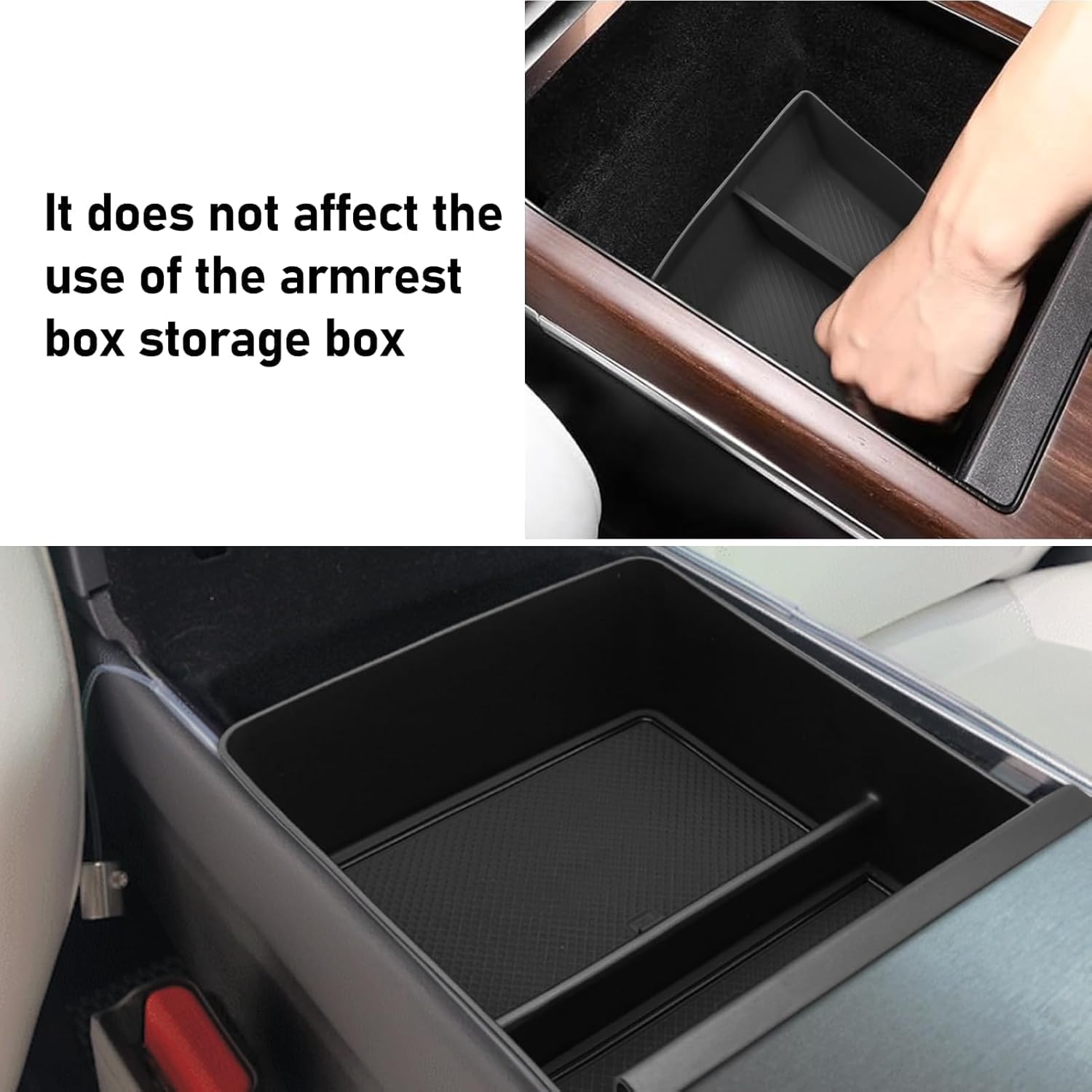 Yumzeco Center Console Organizer Tray Mat Compatible with Tesla Model S Model X 2022 2023 2024 2025, Central Control Lower Storage Box Pad for Tesla X S Accessories 2022 2023 2024 2025(2 PCS)