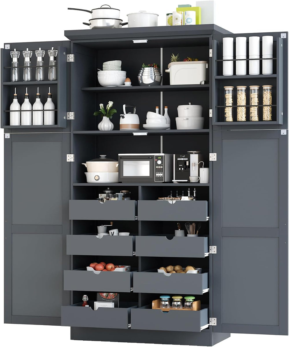 35.5x17.6x70.9inch Freestanding Kitchen Pantry Cabinet, Tall Storage Cabinet ...