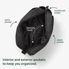 Halfday Sidecar Toiletry Bag | Travel Organizer for Men & Women with Waterproof Pouch, Mesh Pockets, Toothbrush Holder, Hanging Loop (Lightweight, Durable, Water-Resistant), Shadow