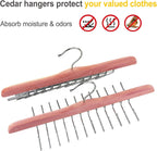 TOPIA HANGER American Red Cedar Wooden Tie Racks for Closet, 24 Tie Hangers Organizer, High-Grade Space Saving Necktie Holder for Storage and Display Bra, Tank Top, Camisole (1-Pack) CT14T