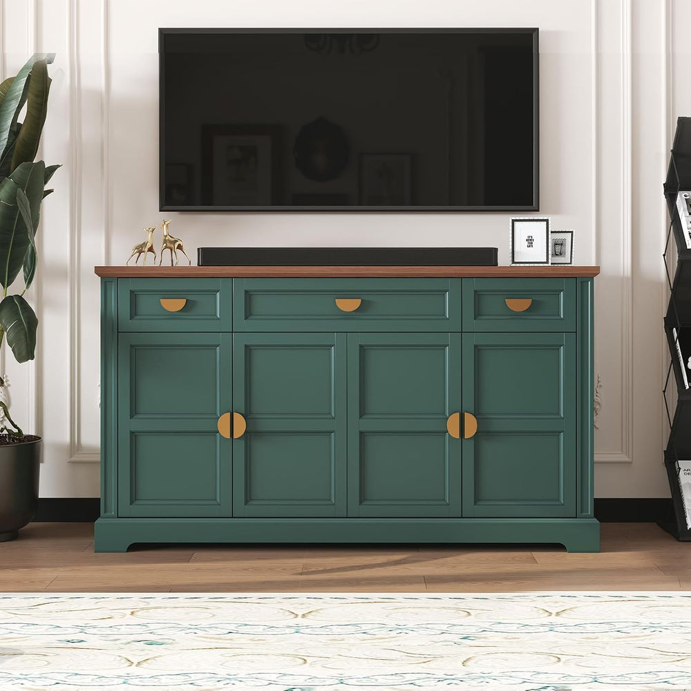 HLR 60” Large Buffet Sideboard Cabinet with 4 Doors and 3 Drawers Shaker Styl...