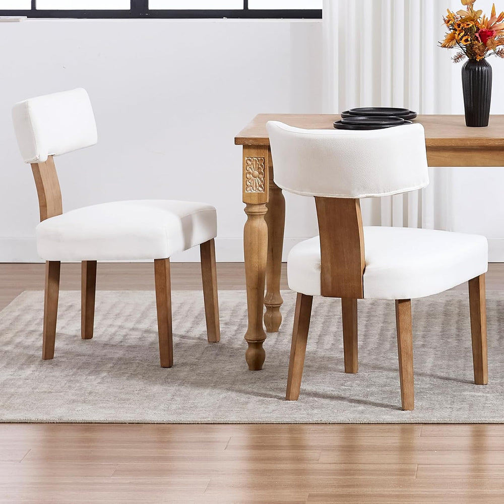 Mid Century Modern Dining Chairs Set of 4, Linen Fabric Upholstered Dining Ch...