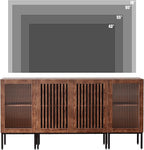 Modern TV Stand for TVs up to 70 Inch, Entertainment Center TV Console with Storage Cabinets and Glass Doors, Media Console for Living Room, Brown