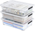 20 Quart Clear Plastic Under Bed Storage Boxes, Set of 3 Wheeled Underbed Storage Containers