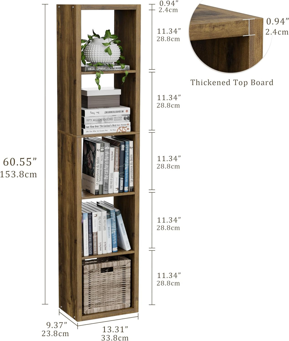 Tall Cube Storage Organizer Bookcase, 5 Tier 11 inch Open Back Cubical Shelf ...