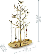 MORE&LESS Branch Jewelry Rack with metal tray,Luxury color,Tree Tower Rack Hanging Organizer for Ring Earrings Necklace Bracelet,Suitable for living rooms, bathrooms,offices,etc.