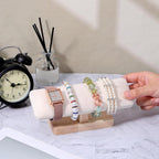 Wooden Watch Display Stand Wood T-Bar Bracelet Display Stand Jewelry Organizer Holder with Faux Suede Surface for Watches, Bangles, Scrunchies, Home Use, Retail Displays Selling 7.6x1.9x3.5inch