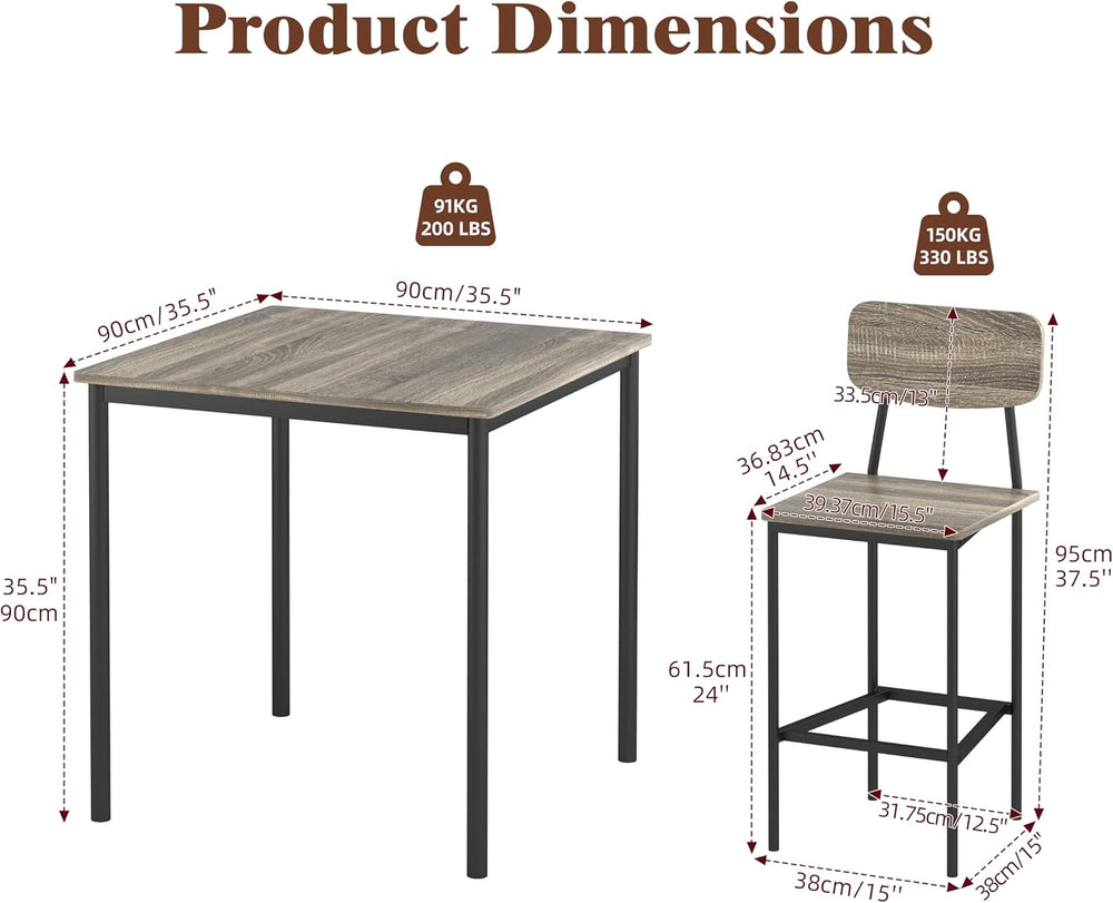 Kitchen Table and Chairs of 4, 5 Piece Dining Table Set | Sturdy Industrial S...