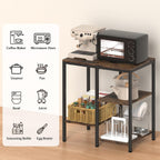 OGEMXU Kitchen Microwave Stand,4-Tier Adjustable Bakers Rack, Microwave Cart with Storage, Small Coffee Bar Table Appliance Shelf for Living Room,Office,Rustic Brown