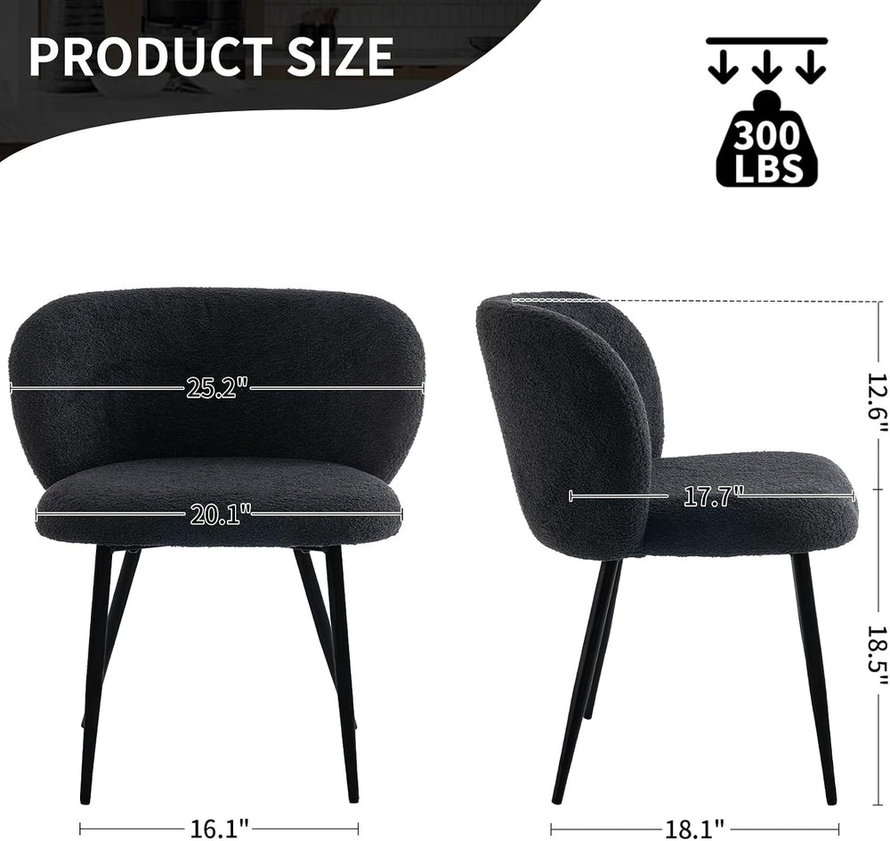 Modern Teddy Dining Chairs Set of 4, Comfy Kitchen Armless Chairs with Thick ...