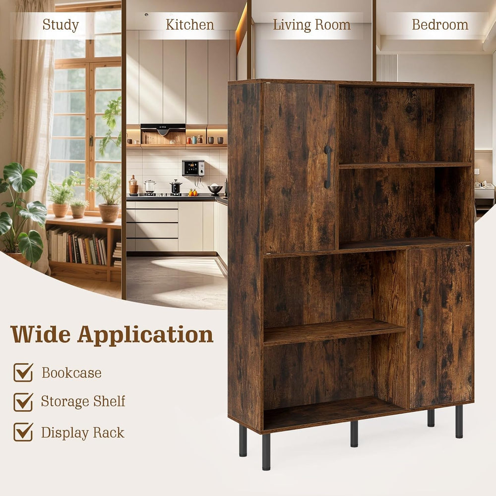 Giantex 47-Inches Storage Cabinet with Doors, Open Shelves, Anti-Tipping Devi...