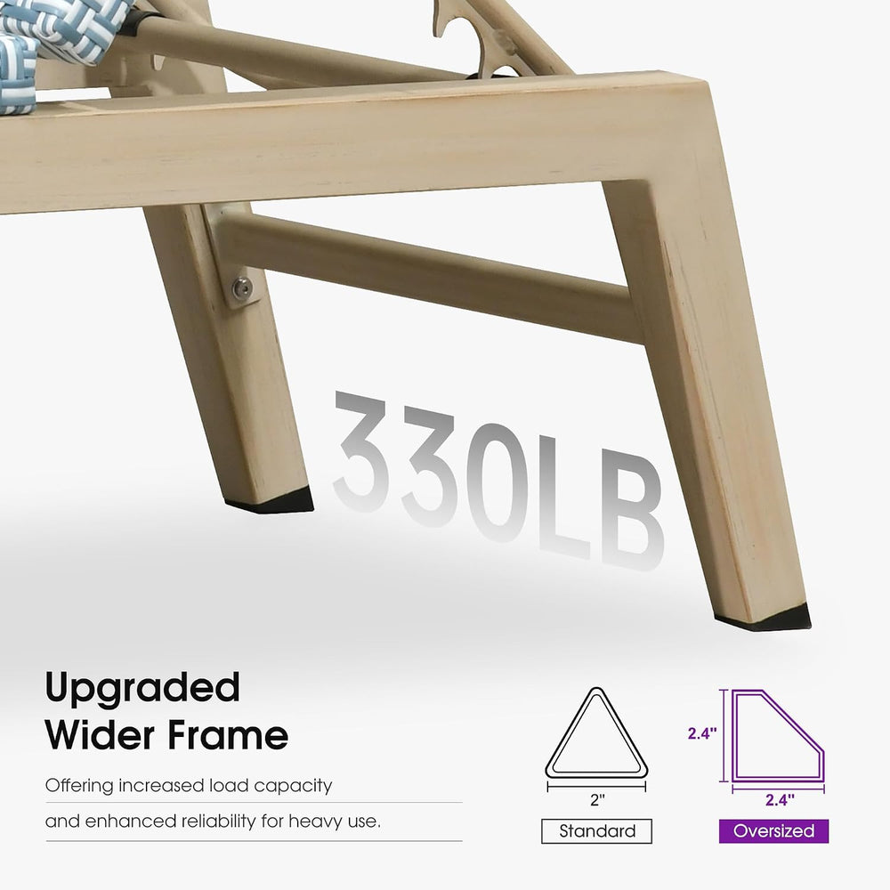 PURPLE LEAF Oversize Chaise Lounge Champagne Frame Set of 2, Pale Blue | 3-Ye...