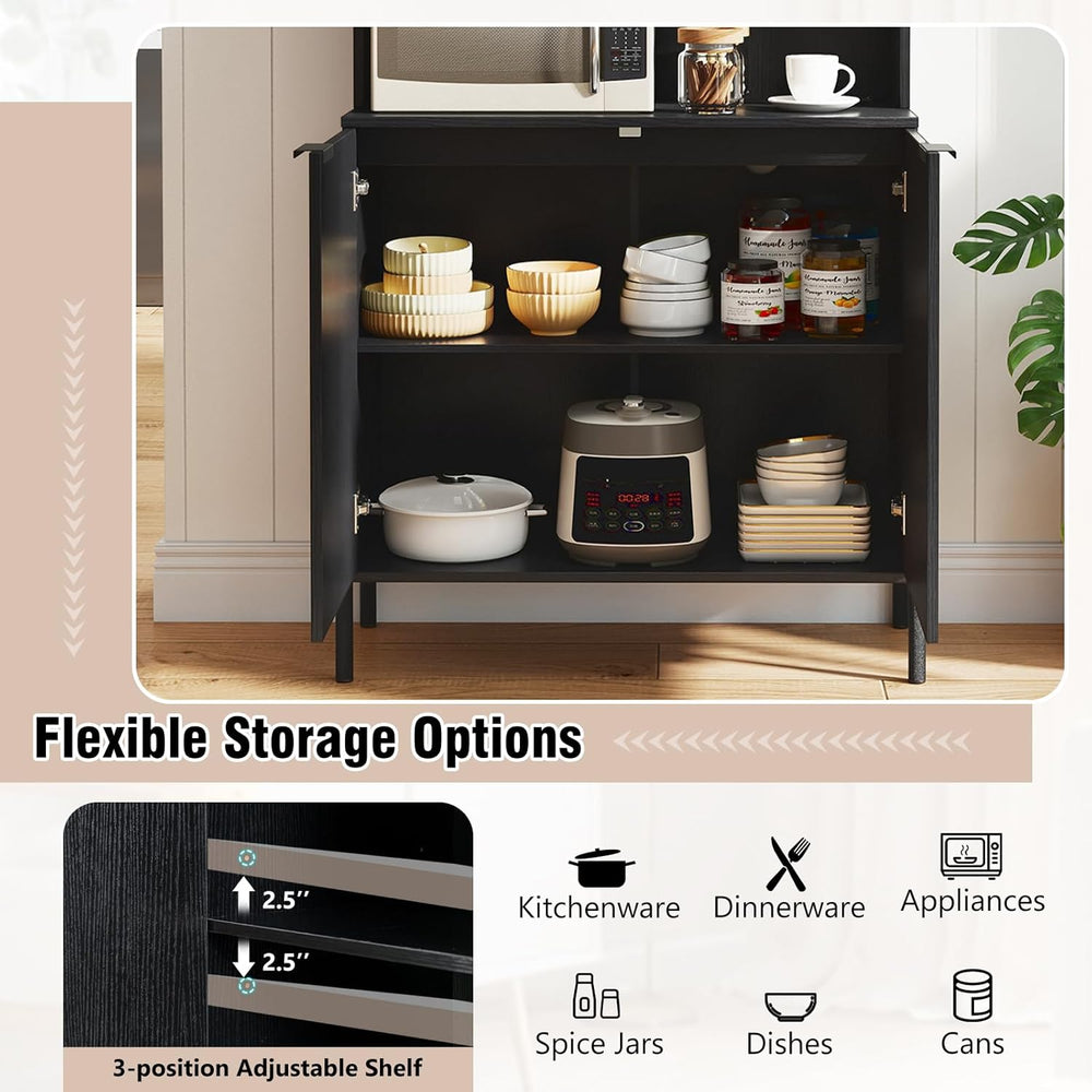 LOKO 64.5” Tall Kitchen Pantry Cabinet, Buffet Sideboard with Charging Statio...