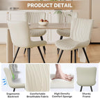 Dining Chair Set of 6 PU Leather Dining Room Chairs Upholstered Comfy Dining Chairs Modern Kitchen Armless Side Chair with Sturdy Metal Legs,Beige