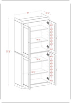 Palace Imports Solid Wood Kitchen Pantry Cabinet - 71.5" Tall x 32" Wide - Wooden Storage Cabinet with 4 Shaker Doors & 4 Adjustable Shelves, Beige, 100% Renewable Eco-Friendly Wood, Made in Brazil