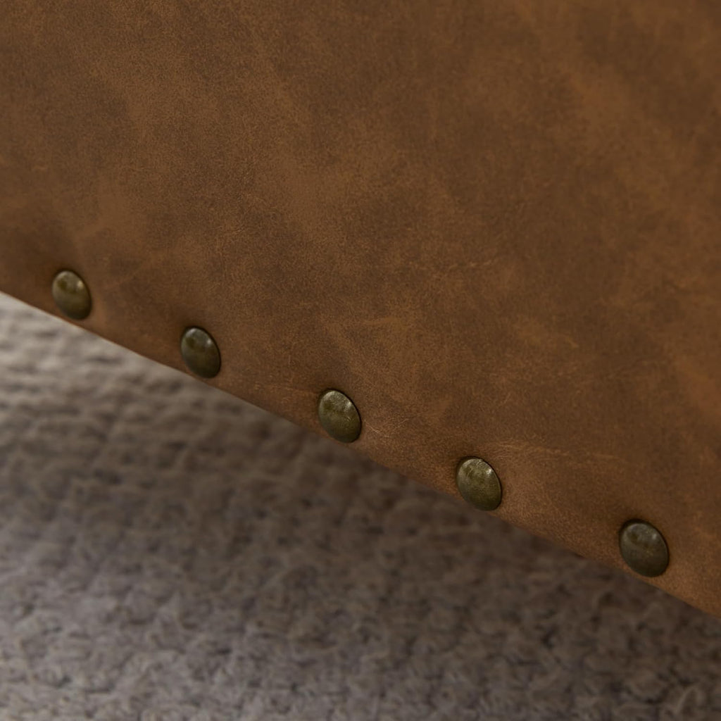 Zihanhome Leather Ottoman with Storage, Upholstered Button Tufted Ottoman Foot Rest, Foot Stools, 24" Rectangle Ottomans with Storage for Living Room, Bedroom, Dorms and Apartments (Caramel Brown-PU)