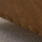Zihanhome Leather Ottoman with Storage, Upholstered Button Tufted Ottoman Foot Rest, Foot Stools, 24" Rectangle Ottomans with Storage for Living Room, Bedroom, Dorms and Apartments (Caramel Brown-PU)