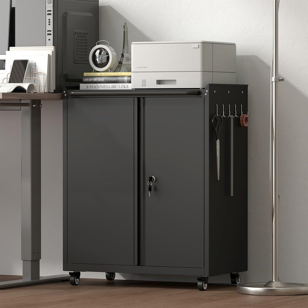 GREATMEET 32" H Lockable Storage Cabinet, Small Locking Cabinet with Doo...