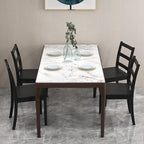 COSTWAY Wooden Dining Chairs Set of 4, Mid-Century Modern Armless Kitchen Side Chairs with Curved Backrest and Rubber Wood Legs for Home Dining Room, Kitchen, Restaurant (Black)
