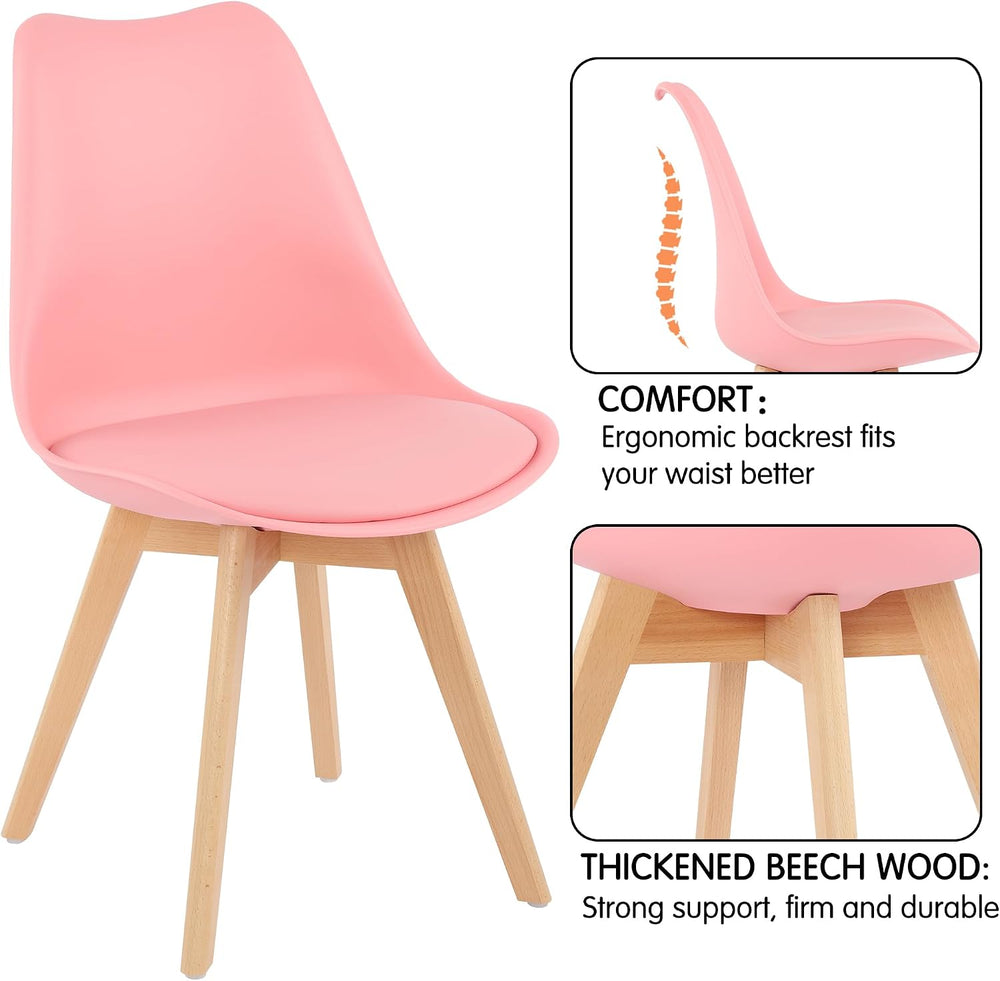 LSSBOUGHT Mid Century Modern Dining Chairs,Shell Lounge Plastic Side Chair wi...