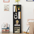VECELO Small Bookshelf, 5 Cube Slim Bookcase, Fits Tallest Hardcovers, Horizontal Available, Modern Floor Standing Unit, Each Shelf Hold Up to 66 LBS, Matte Black