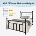 Allewie 14 Inch Twin Size Metal Platform Bed Frame with Victorian Vintage Headboard and Footboard/Mattress Foundation/Under Bed Storage/No Box Spring Needed/Easy Assembly/Noise Free/Black
