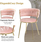 Round Glass Dining Table Set for 4, 36'' Small Circle Glass Kitchen Table with 4 Luxury Pink Gold Velvet Dining Chairs, 5-Piece Dining Room Table Set for Small Place(Gold Base)