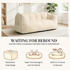 Pamapic 59" Teddy Fabric Bean Bag Chair, 2 Seat Loveseat Sofa,Teddy Fabric Sofa Bed for Adults,Fit Living Room, Bedroom,Outdoor Spaces,Fluffy Comfort Washable Cover,72h Rebound,White