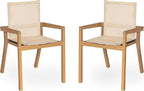 Merax Mesh Seating Solid Wood Dining Chairs Set of 2, French Country Style Accent Side Seating Furniture for Kitchen, Living Room, Textile Back, Beige