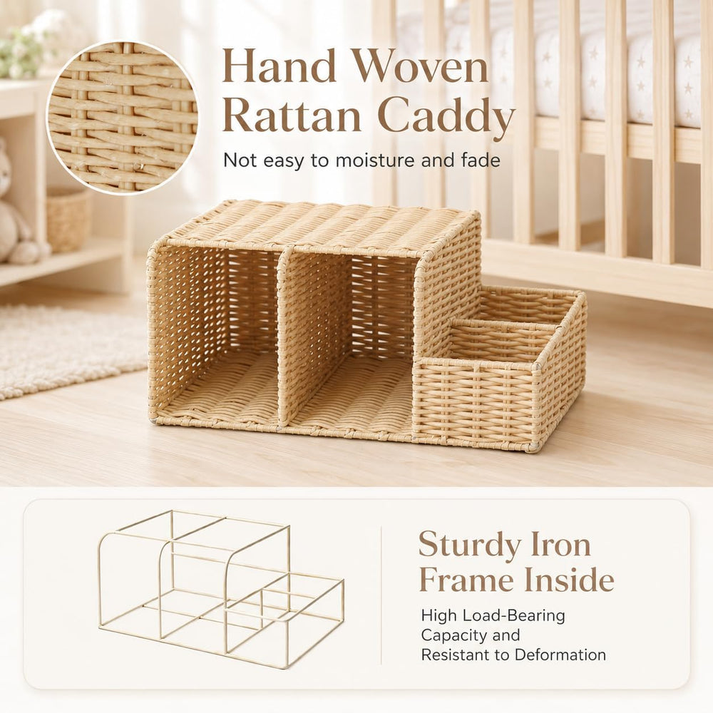 Rattan Diaper Caddy Organizer for Changing Table