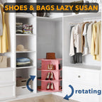 SpaceAid 3 Tier Rotating Shoe Rack Tower, Spinning Shoe Display Lazy Susan, Revolving 360 Shoe Rack Storage Round Carousel, Vertical Handbag Rotate Shoes Closet Organization (3-Tier Pink)