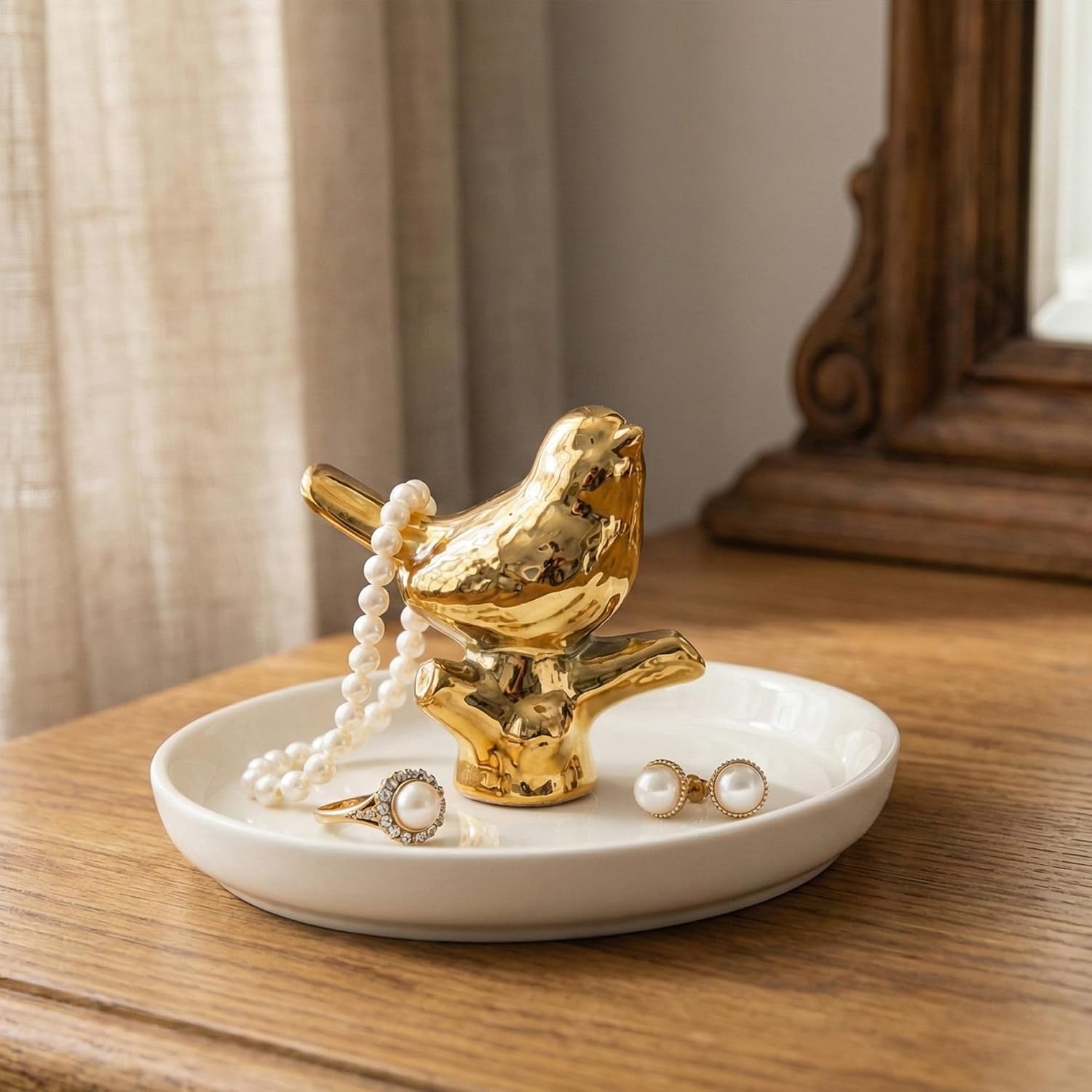 Ring Holder for Jewelry Trinket Tray Flamingo Gifts for Women Girls Friend Her Mom Christmas Thanksgiving Gifts Birthday Mothers Day Valentines Gifts Flamingo Decor (Bird)
