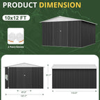10x12 FT Outdoor Storage Shed, Garden Shed with Updated Frame Structure and Lockable Doors, Metal Tool Sheds for Backyard Garden Patio Lawn, White