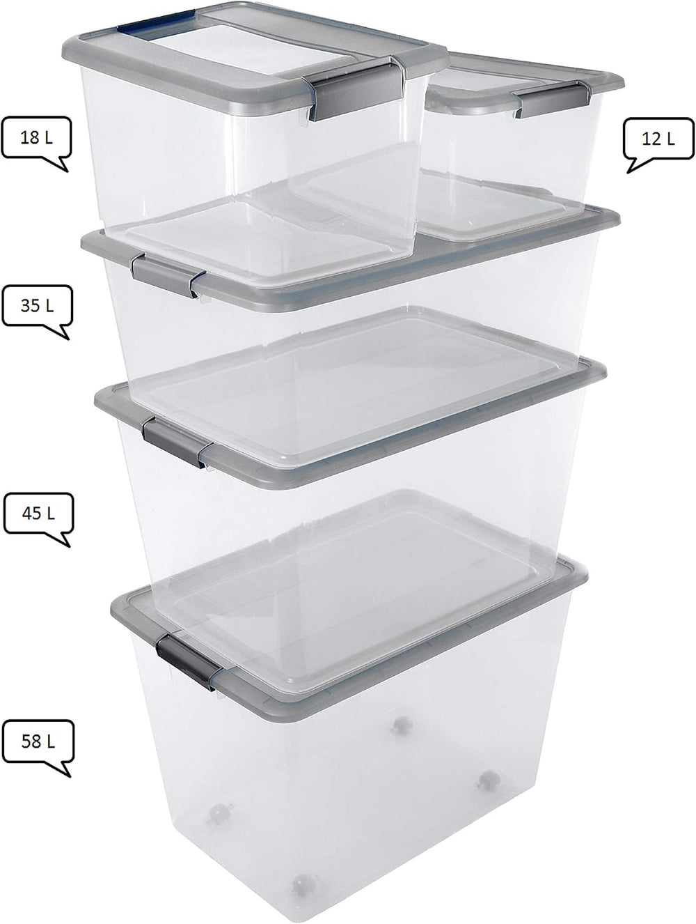Sundis 4351004 Kliker Box Storage Box PP Argent 57 x 39 x 30,5 cm