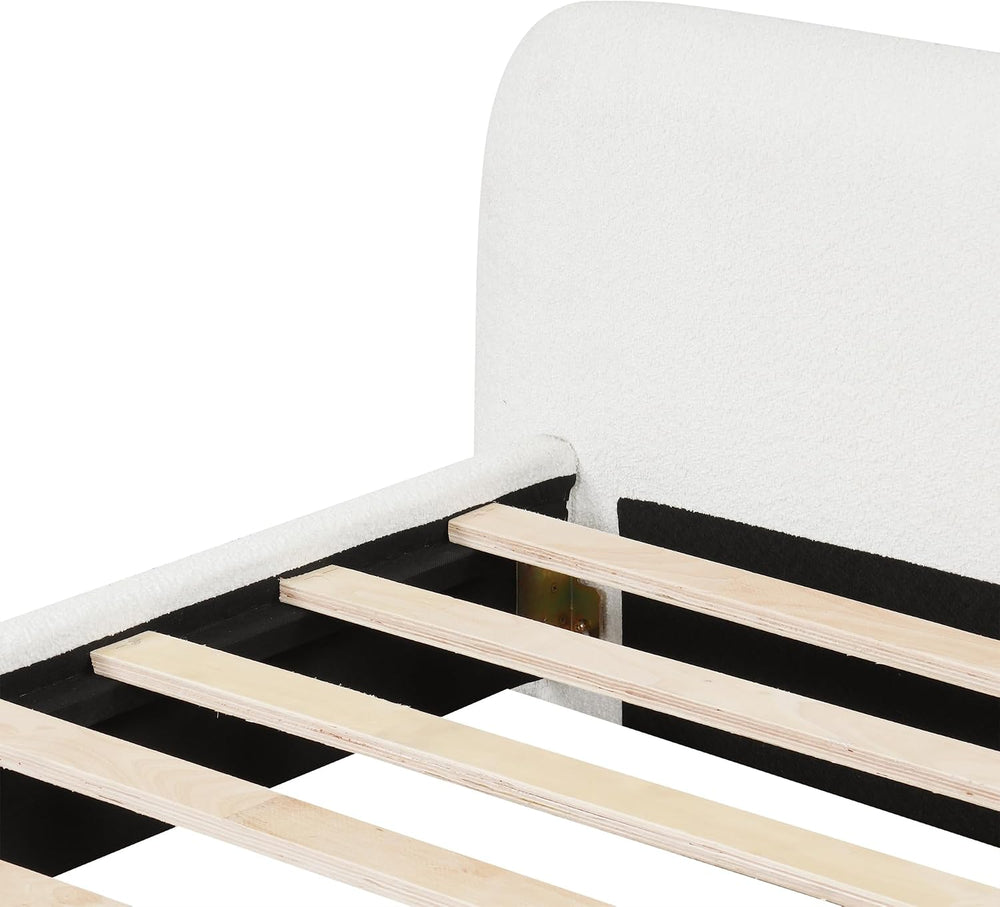 LUMISOL Queen Size Bed Frame, Boucle Upholstered Platform Bed Frame with Head...