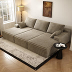Oversized Lounge Chaise,Cloud Plush Sofa Bed,Upholstered Boneless Cloud Sofa Deep Seat,No Assembly Required,Modern Corduroy Sleeper 3 Seater Chair for Living Room Bedroom Reading,Camel