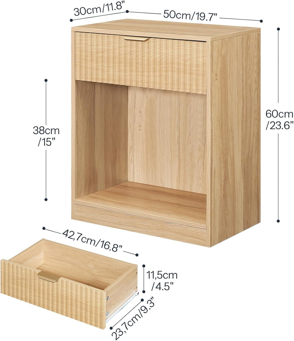 HOOBRO Round Side Table and Nightstand Bundle, 2-Tier Round Sofa End Table, M...