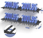 4-Pack 2x3ft Garage Shelving Wall Mounted, 2' x 3' Heavy Duty Garage Storage Shelves with Hooks, 800LB Capacity