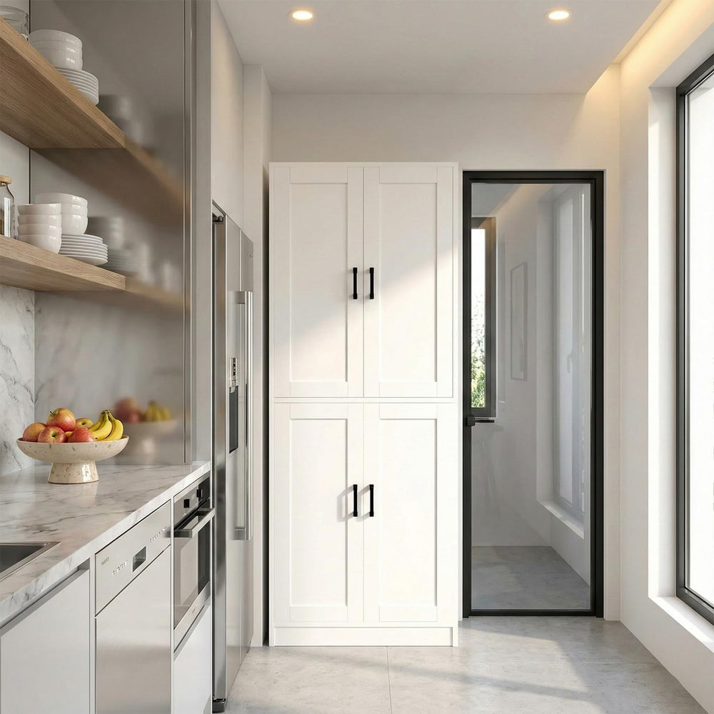DIYART 71" Tall Kitchen Pantry Cabinet, Freestanding Food Storage Organi...