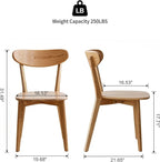 Solid Wood Dining Chairs - Kitchen Chairs Set of 4 with Comfortable Curved Backrest - Wood Chairs for Dining Room,Living Room - Original Wood Color